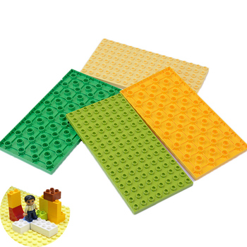128/72 Big Bricks Double Side Base Plate 16*8 Dots 25.5*12.8cm Baseplate Building Blocks Toys For Children Compatible Duploes